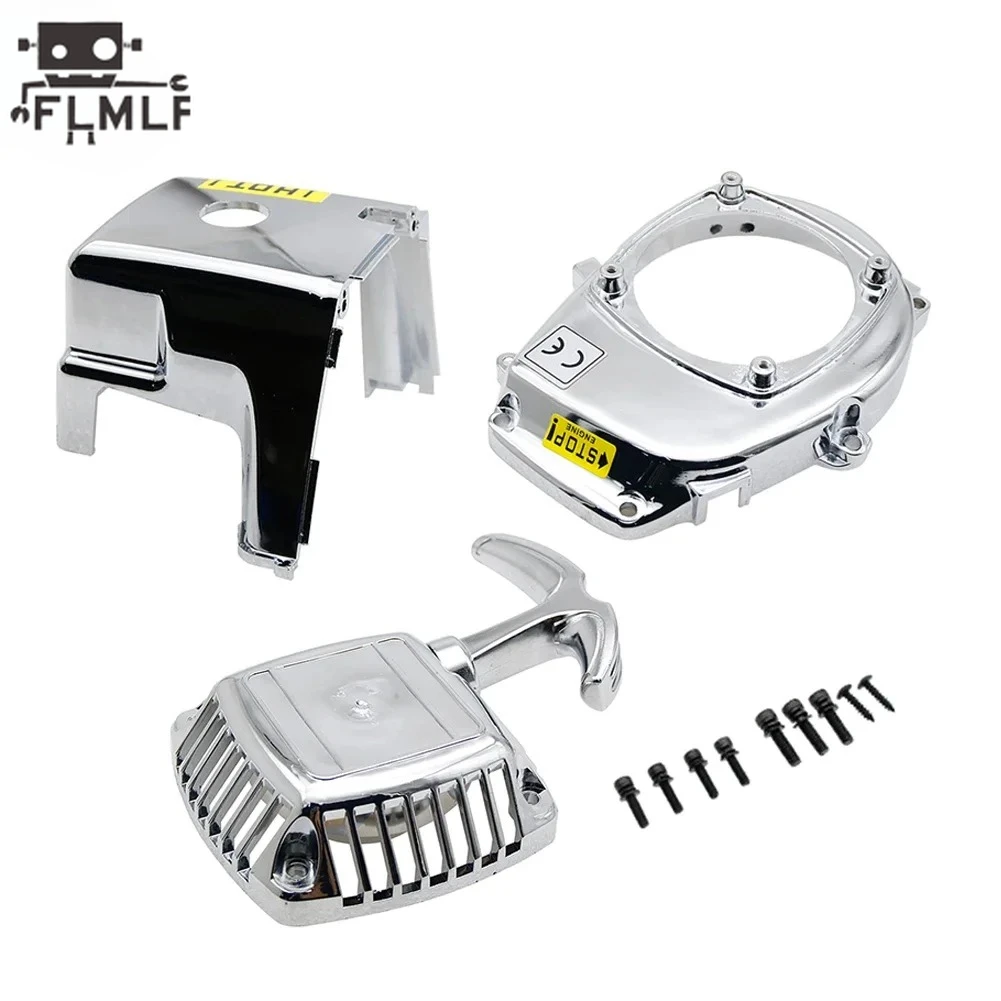 Metal Fan Cover and Plastic Cylinder Cover Pull Starter for 1/5 HPI ROVAN KM BAJA LT FG GoPed RedCat 23CC ~36CC Engine Parts