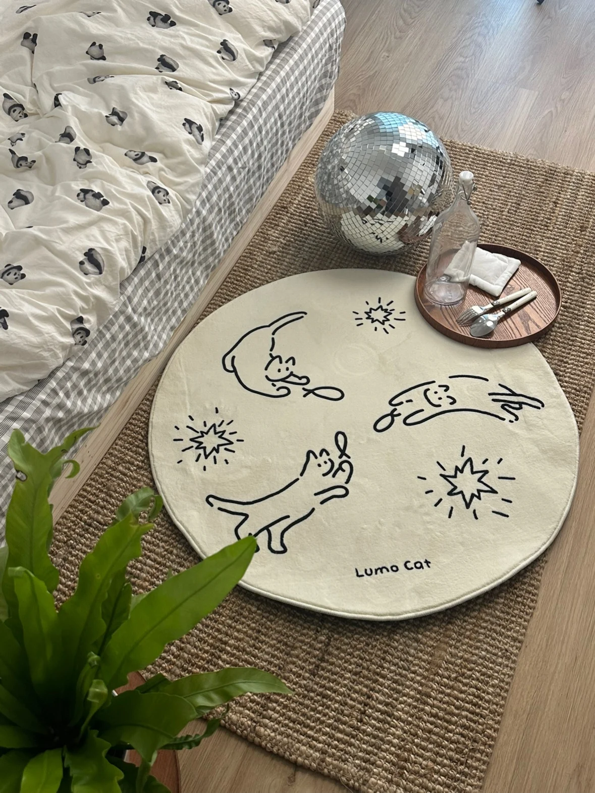 

VIKAMA Modern Simple Round Rug Faux Cashmere Soft Bedroom Bedside Rug Living Room Sofa Cushion Home Decoration