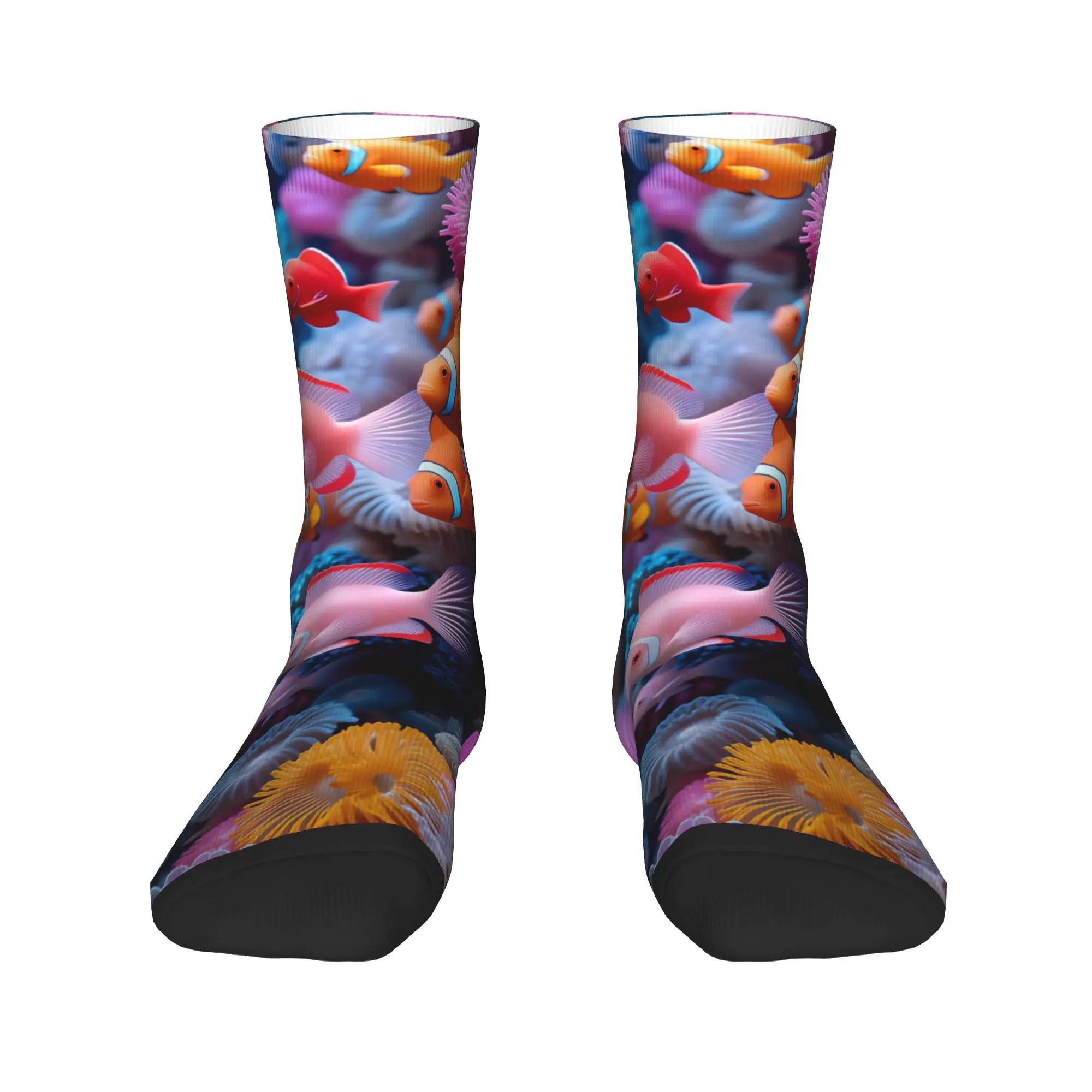Beautiful Underwater World Colorful Fish Stockings Men  Socks Soft Breathable Gothic Socks Winter Outdoor Non Skid Pattern Socks