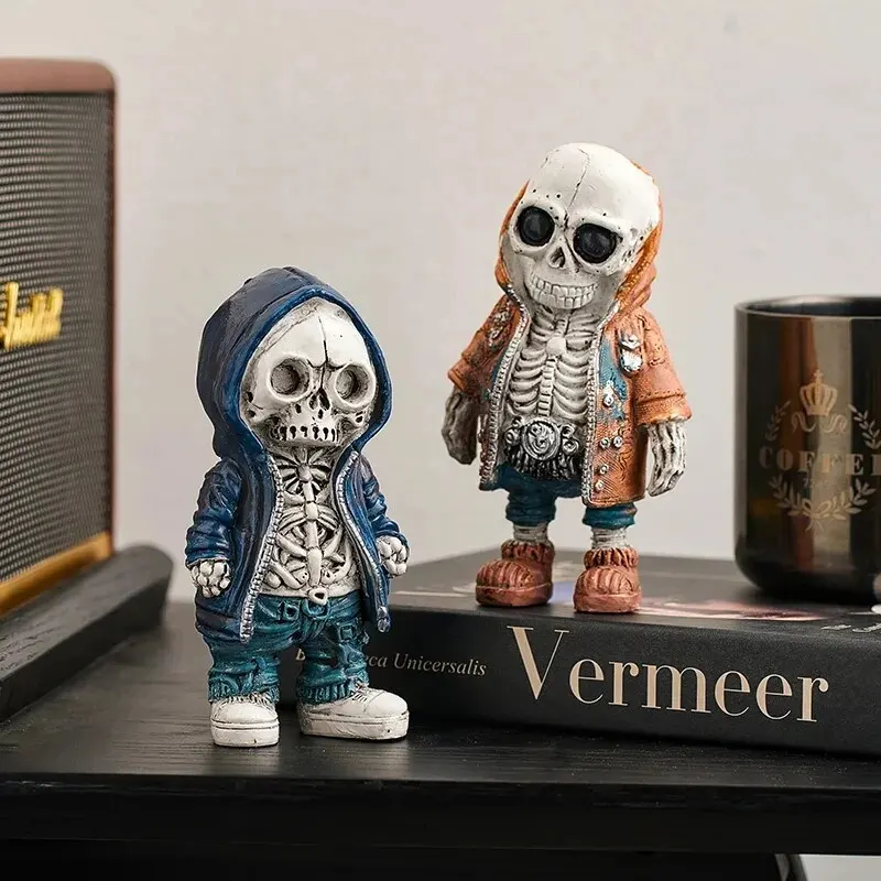 Skeleton Doll Resin Jewelry Character Statue Home Creative Cool Room Decor Panel Trendy Street Decoration Personalised Retro