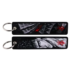 Japanese Anime Embroidery Key Fobs Manga Keychains for Women Car Key Chains Keyring Accessories Backpack Pendant Chain