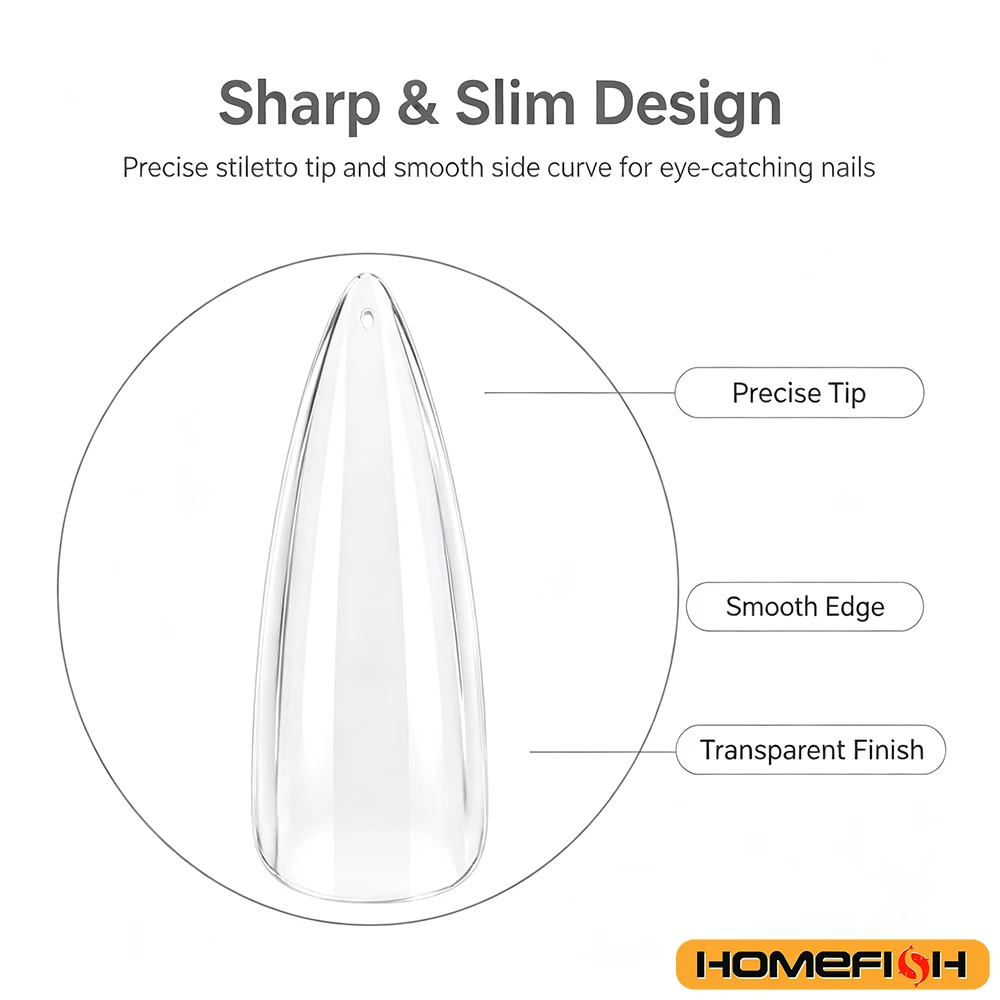 120/240 Stück XL Stiletto Gel X Nagelspitzen, transparente künstliche Nägel, extra lange Stiletto-Nägel, vollständige Abdeckung, Werkzeug zur künstlichen Nagelverlängerung – Detail 5