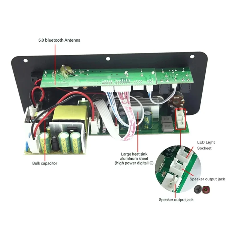 Bluetooth 5.0 Audio 300W Scheda amplificatore D300 Subwoofer Doppio microfono AMP Modulo amplificatore Lettore multimediale per auto-N36R