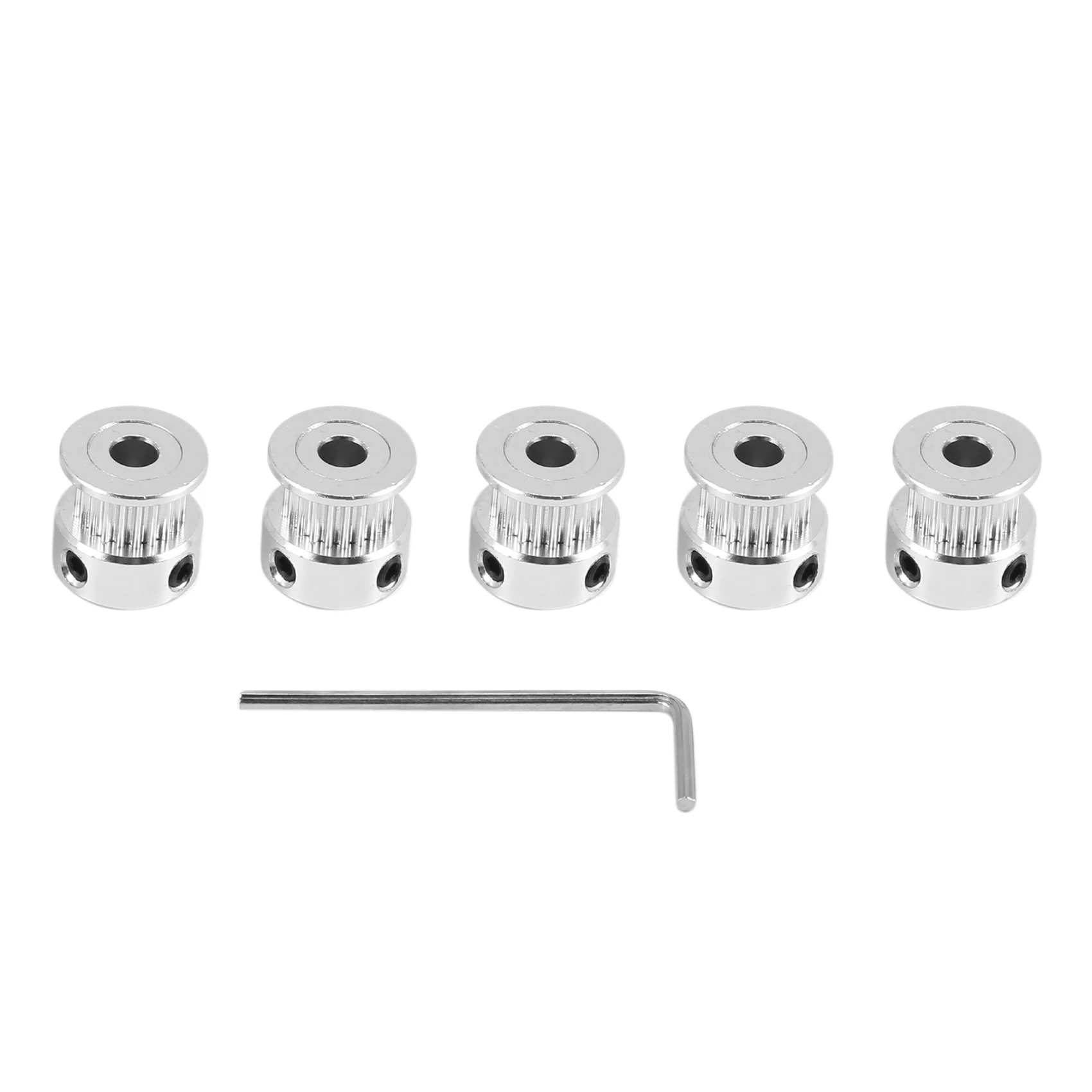 KSOL 5PCS Aluminum Timing Belt Pulley 20 Teeth Bore 5mm Width 6mm and Wrench for RepRap 3D Printer Prusa i3