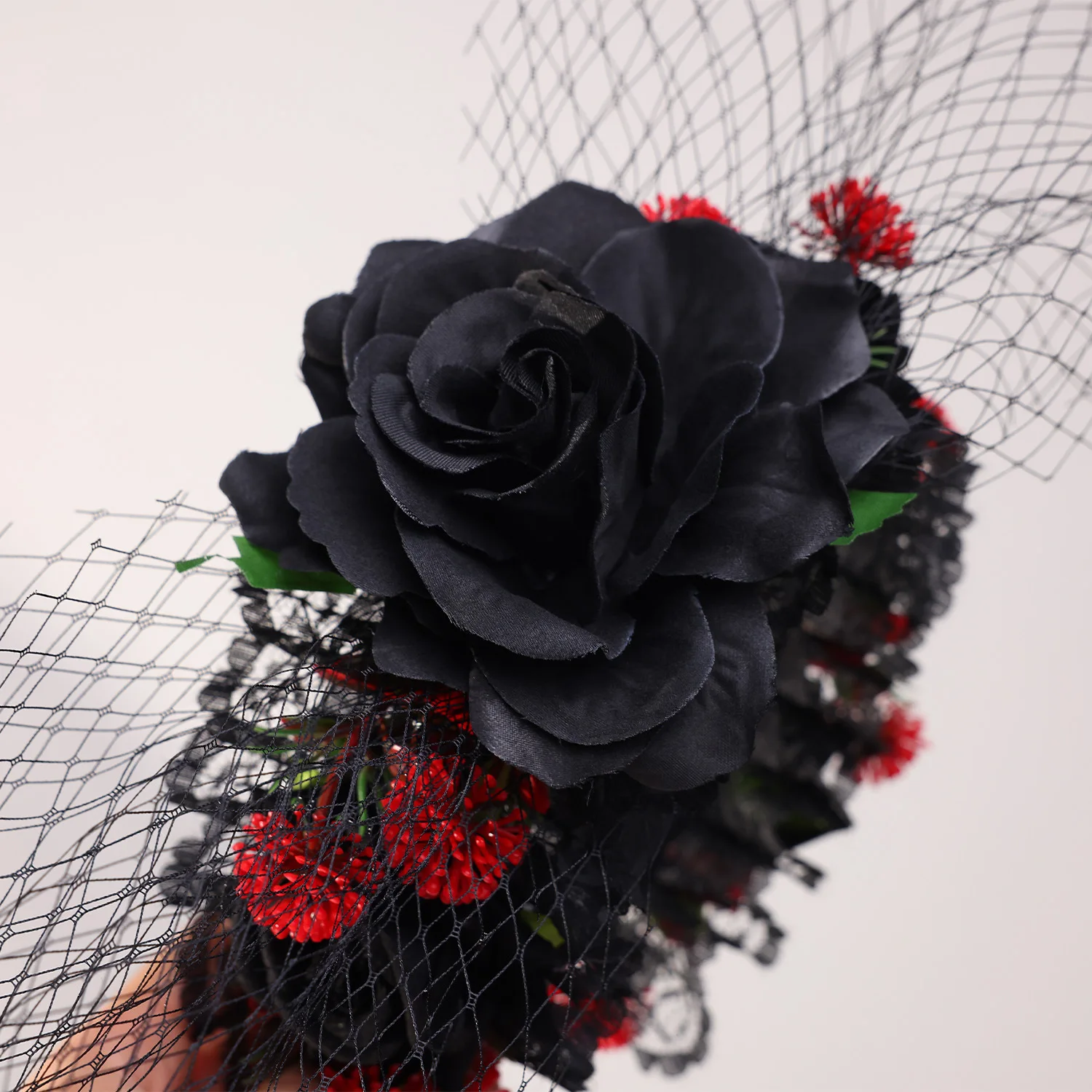 Ténèbres bandeaux Halloween fête performance coiffure dentelle Rose fleur bandeaux fille sorcière Cosplay cheveux cerceaux Goth Hairwear