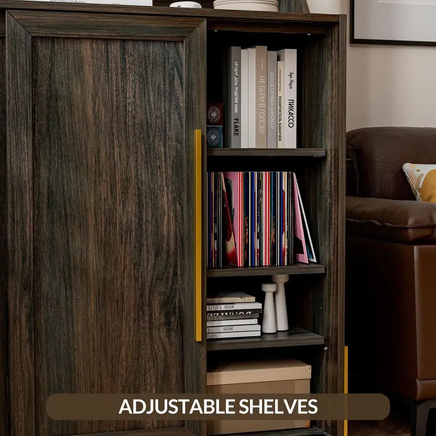 Storage Cabinet, Buffet Sideboard with Sliding Doors and Adjustable Shelf, Shoe Rack for Entryway, Sideboard Cabinet Accent Cabi