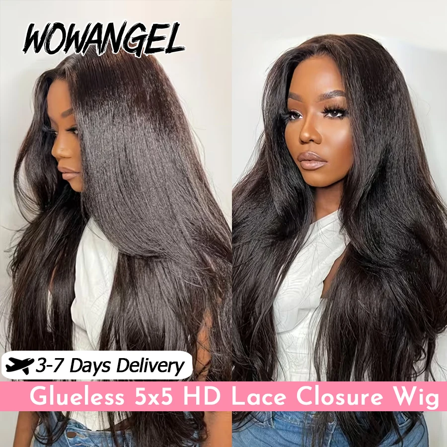 

Kinky Straight Wear & Go Glueless Wig 5X5 HD Lace Closure Wigs Human Hair Pre Plucked Natural Scalp Brazilian Hair For Women