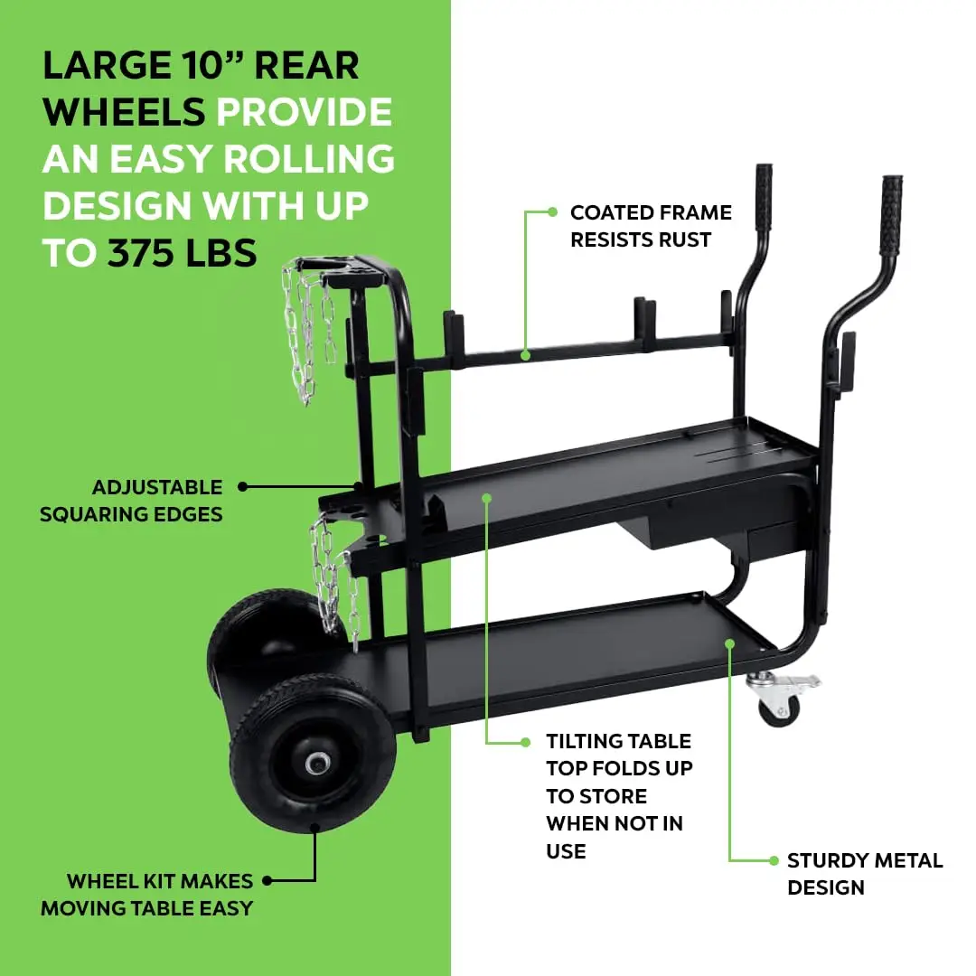 Low Profile Heavy Duty Welding cart with Locking Front casters and Large Rear Wheels with Full Size Gas Cylinder