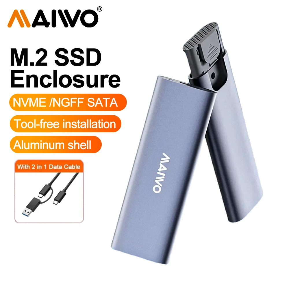 

MAIWO M.2 NVMe SSD Enclosure USB 3.1 to M2 NVMe PCIe External Solid State Drive Adapter Reader Case 10Gbps Support UASP TRIM