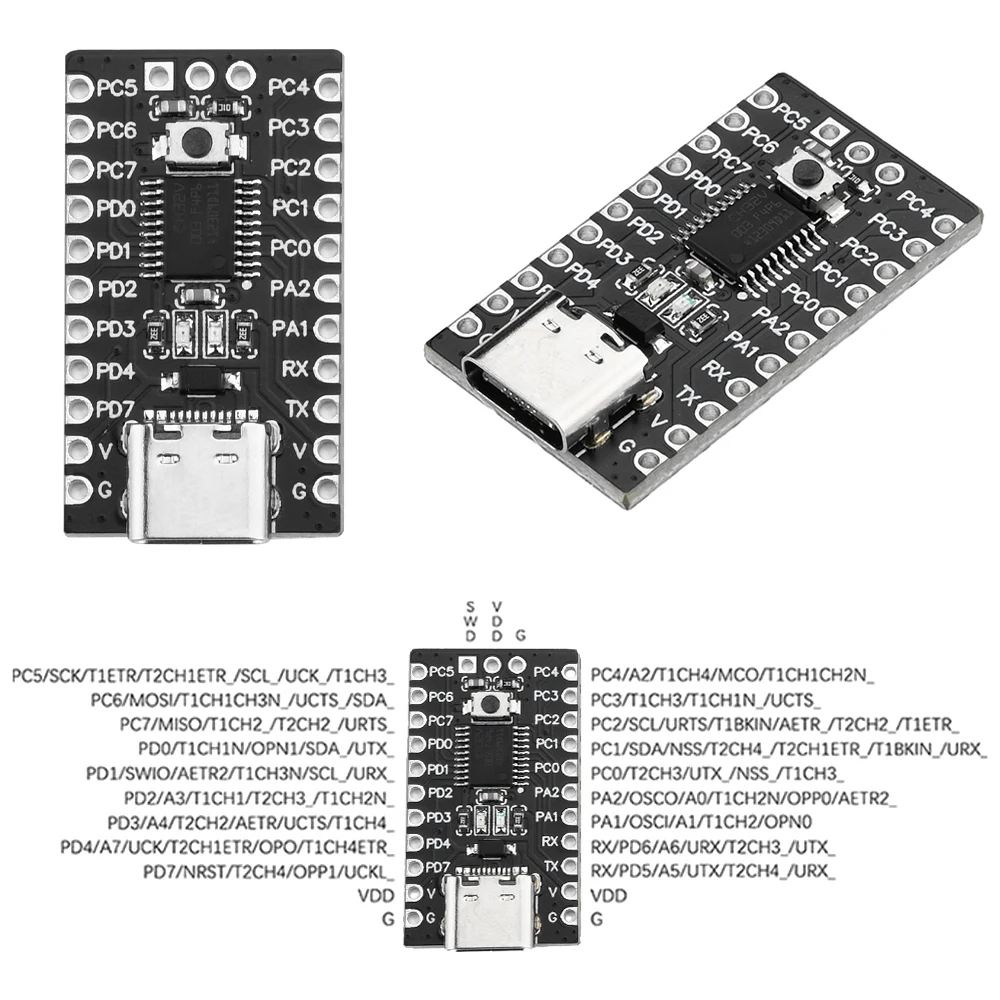 10 UNIDS CH32V003F4P6 Tablero de Base Placa de Desarrollo Del Módulo Del Microcontrolador RISC-V Procesador 2KB SRAM 16KB Interfaz de TYPE-C Flash