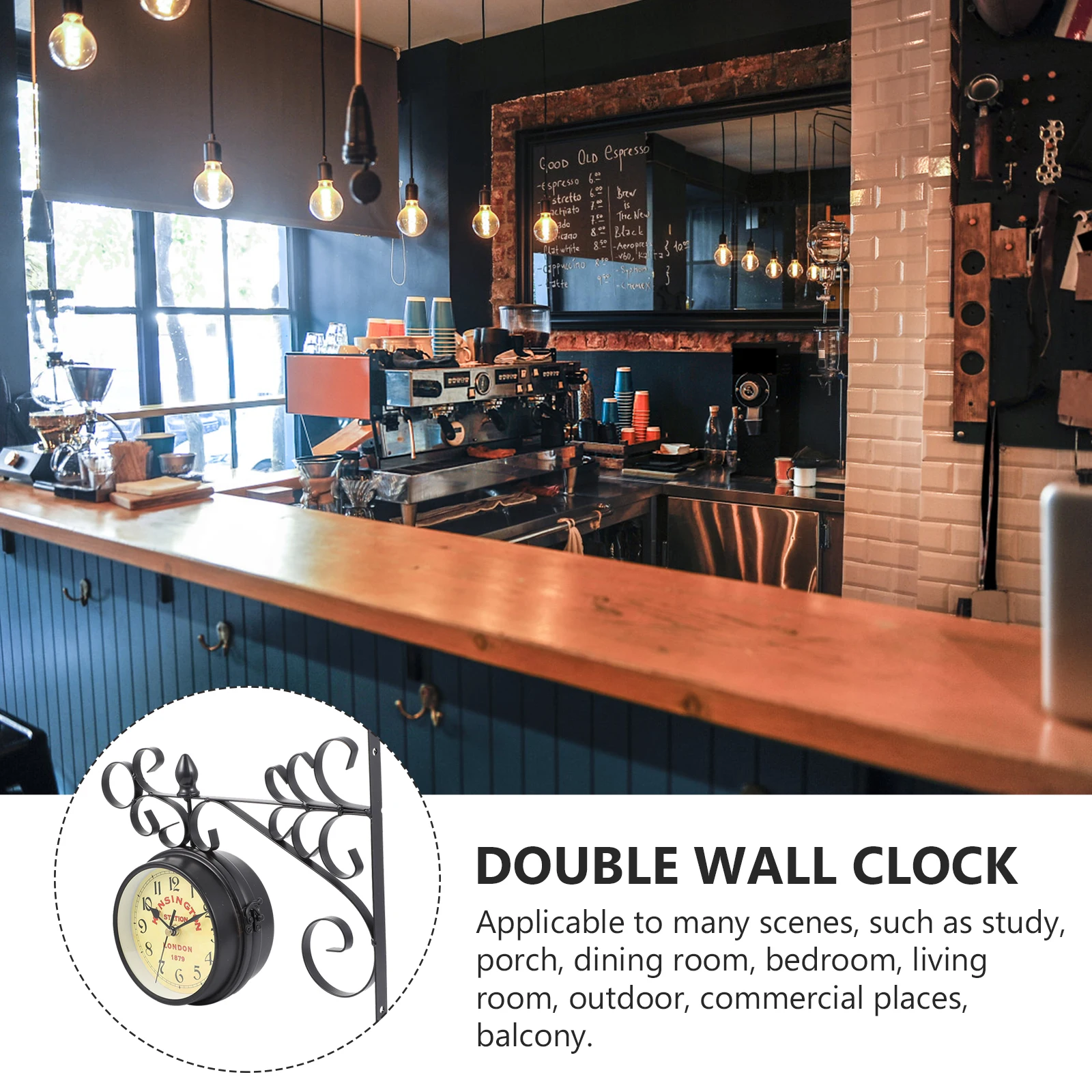 Double Sided Retro Wall Clock Iron Home Decor Clock Pendant for Bedroom Living Room Study Balcony Modern European Style