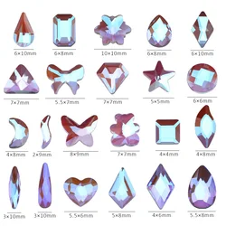 Transparent Phantom Purple Boutique Flat bottom nail art rhinestones Glass crystal 3D nail decoration Multiple shapes wholesale
