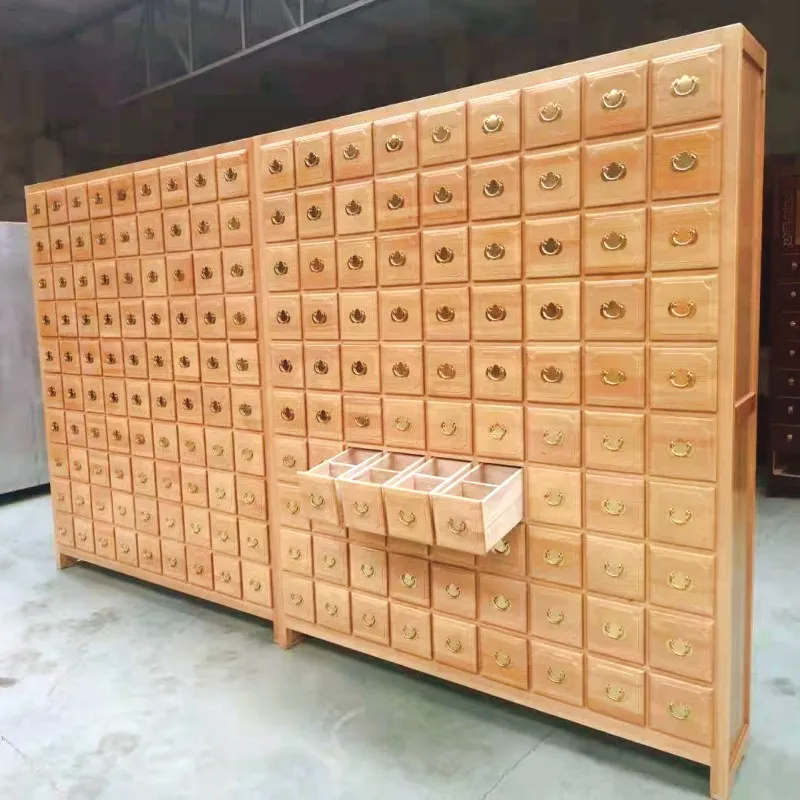Drawer Medicine Solid Wood Clinic Hospital Customized Bucket Manufacturer Large Capacity Traditional Chinese Medicine Cabinet