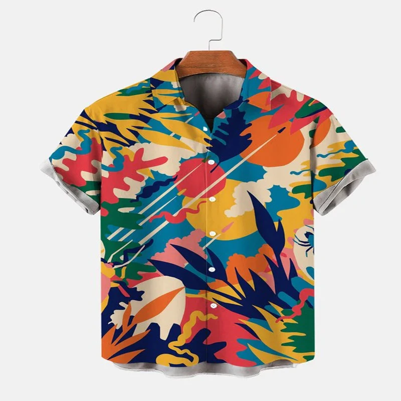 Art Colorblock Short Sleeve Shirt 3D All Over Printed Hawaiian Shirt for Men and Women Casual Shirt Unisex