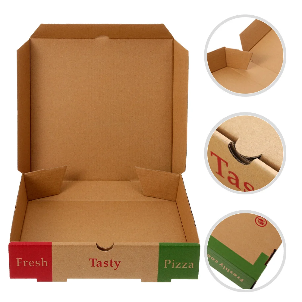 

10pcs Pizza Boxes Takeout 8In 9In Thicken Paper Wrapping Box Delivery Storage Container For Party Restaurant Bakery Food Grade