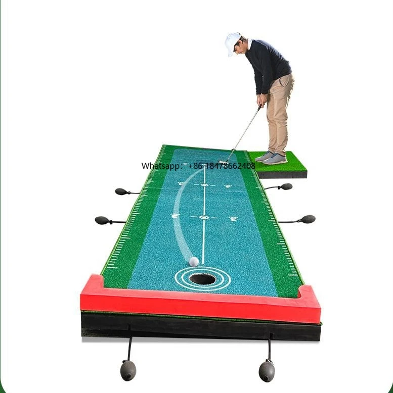 

Newly Designed Portable Golf Putting Mat with Air Pumps Foldable for Slope Adjustment for Training Practice Custom Logo
