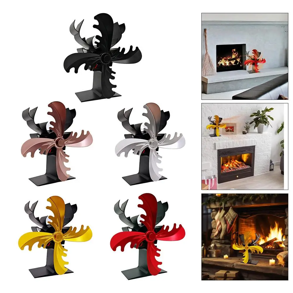 Wood Stove Fan Featuring Charming Reindeer Design Enhances Comfort with Silent Operation and Efficient Heat Flow