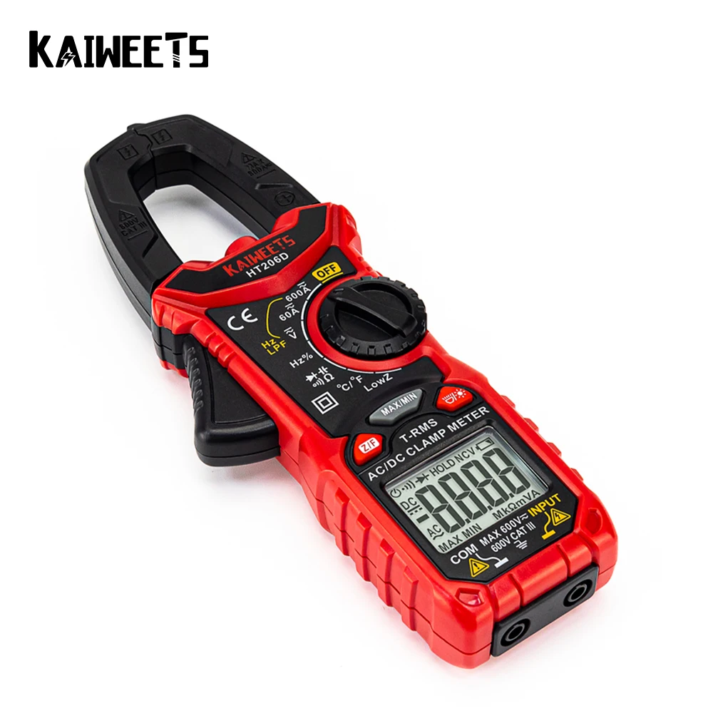 KAIWEETS HT206D Multi-function Digital Clamp Meter AC/DC Voltage Capacitive Tester Household Electrician  Meters