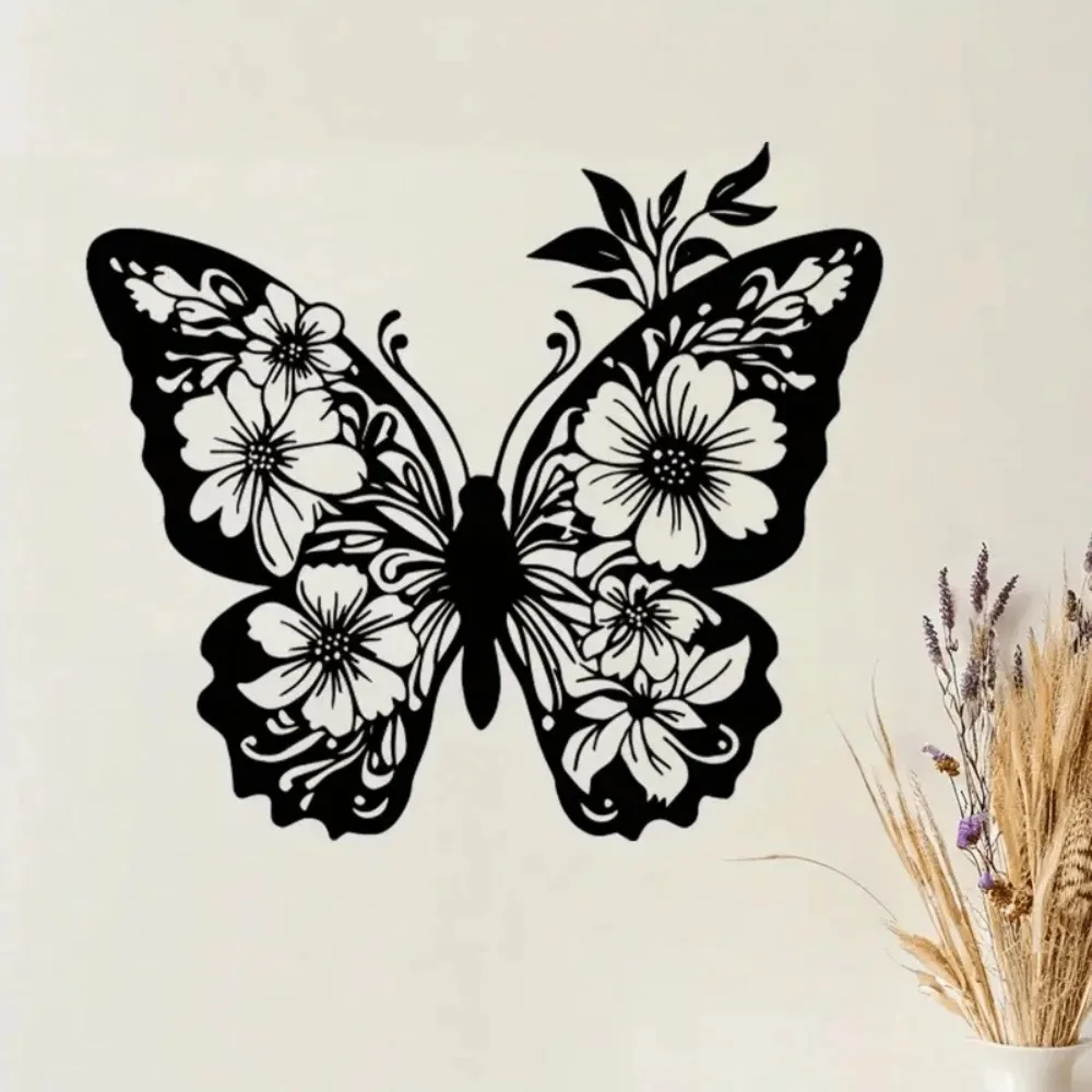 Elegante Schwarze Acryl-Schmetterling-Wandskulptur, Moderne Wohnzimmerdekoration, Geschenk für Wohnzimmer und Garten
