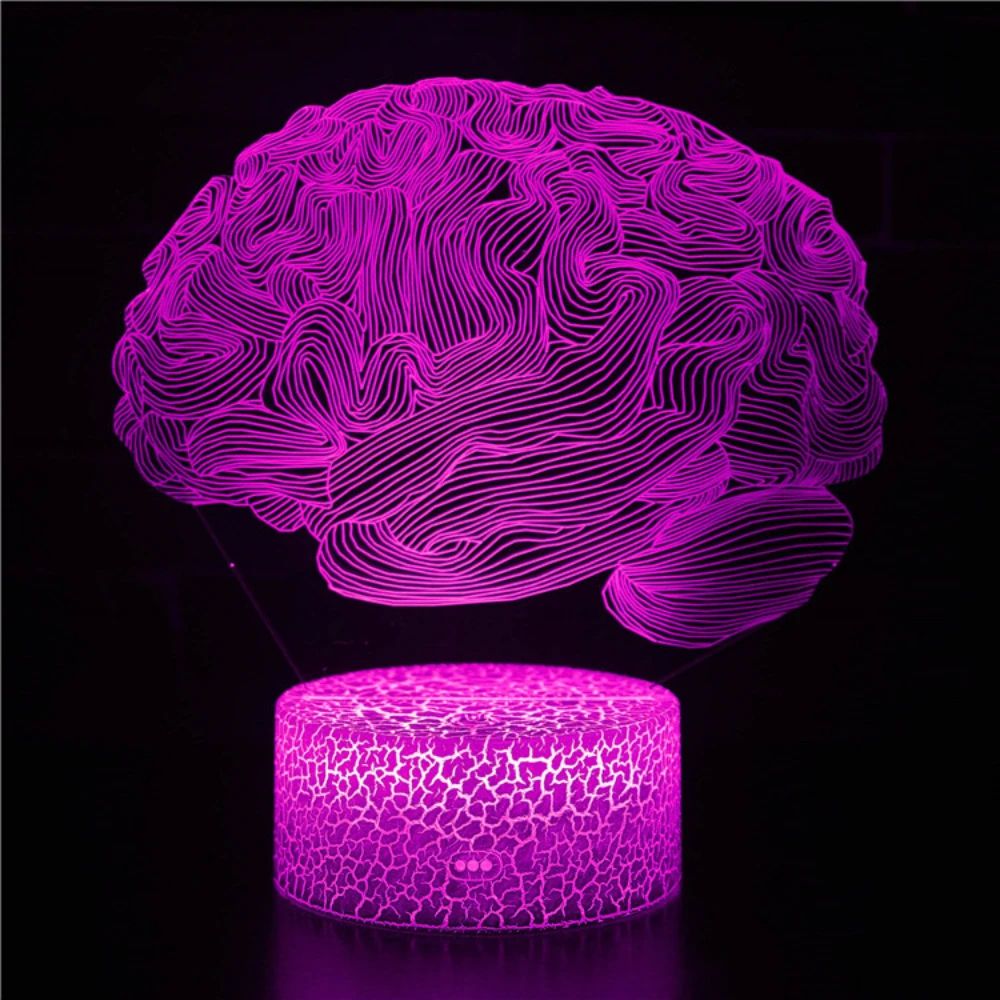 Nighdn 3D Brain Night Light 7 colori che cambiano USB Touch Decor lampada illusione ottica lampada bambini bambini regali di compleanno di natale