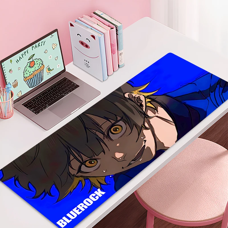 Mousepad Large BLUE LOCK Gaming Keyboard Gamer Non-Slip Mouse Pad on The Table Desk Mat coaster PC carpet HD Anime Mouse Mats