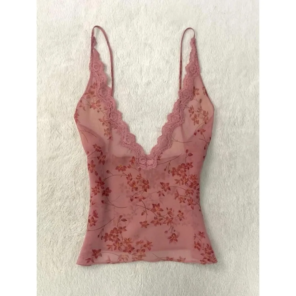 

Lace Sling Backless Sexy Hot Girl Transparent Graphic Tank Top Harajuku Summer 2000s Sweet Y2k Femme Camis Shoujo Woman Clothing
