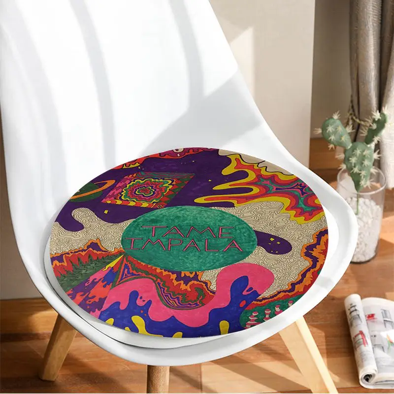 Tame Impala Psychedelic Round Seat Cushion Office Dining Stool Pad Sponge Sofa Mat Non-Slip Buttocks Pad