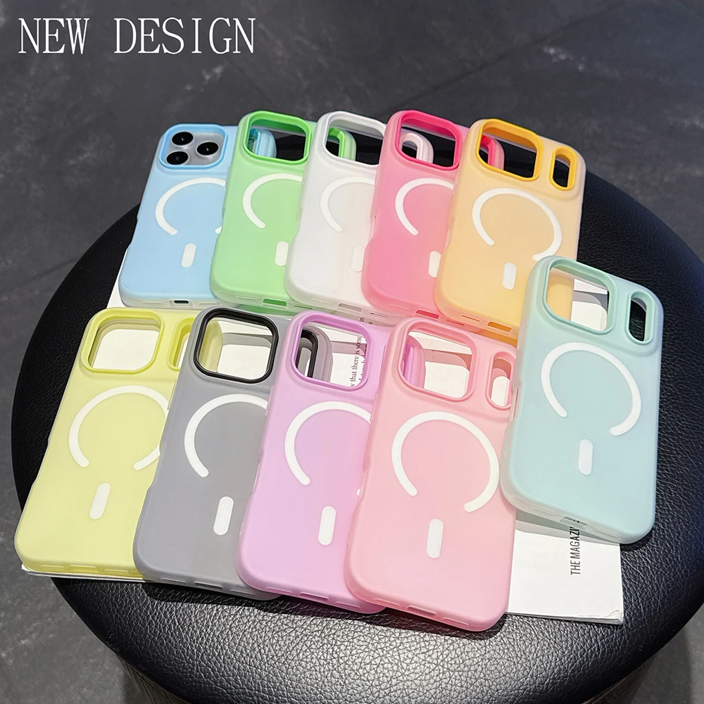 Candy Color 2-in-1 Magnetische Matte Hülle für iPhone 17 16 15 11 14 13 12 Pro Max Plus für Magsafe Kabelloses Laden Silikon TPU Cover – Detail 2