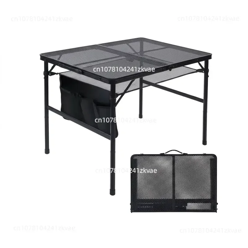 Aluminum Camping Table with Mesh Top, Light and Portable, Collapsible Barbecue Table, Height Adjustable, Suitable for 6