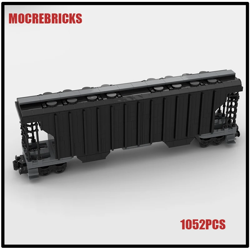 MOC City Transportation Freight Wagon Covered Hopper Railway Train Carriage DIY Building Blocks Model Creative Bricks Toys Gifts