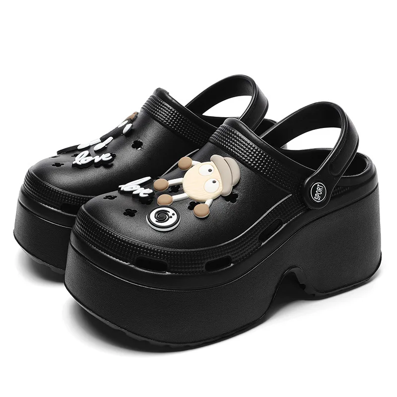 Chunky Plateau-Clogs für Damen – Sommer 2026 – 9 cm höhenvergrößernde EVA-Slipper mit Charms – Strand- und Outdoor-Sandalen – Gartenschuhe