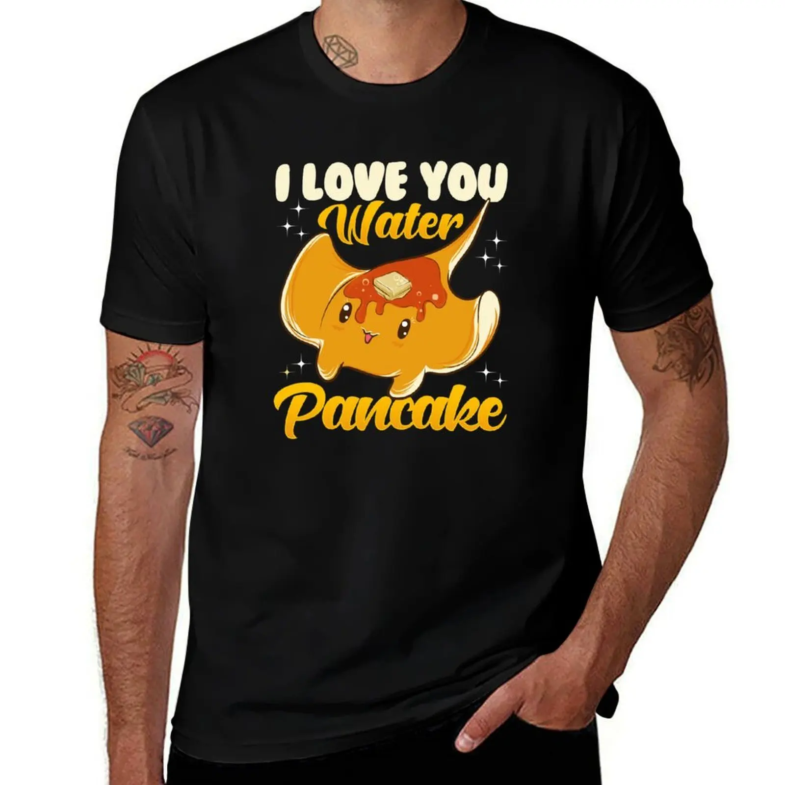 Cute & Funny I Love You Water Pancake Stingray Pun T-Shirt Athletic Quick Dry for Men T-Shirt