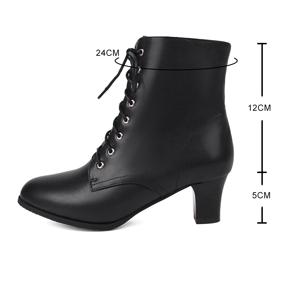 Women Victorian Ankle Boots British style booties thick Heel Shoes for woman Fashion Lace Up Ladies High Heels female Boot 44