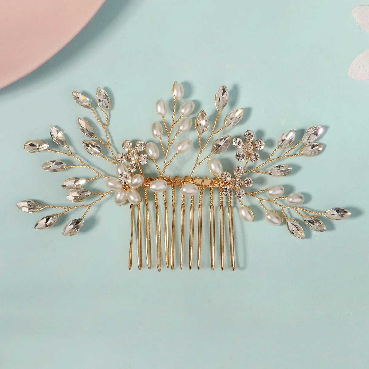 Crystal Rhinestone Hair Combs Handmade Gold/Silver Color Headpiece For Bride Women Wedding Hair Accessories Head Jewelry