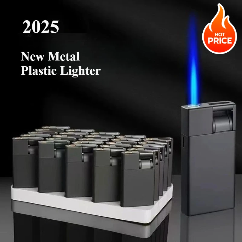

New Blue Flame Torch Metal Lighter Supermarket Hotel Windproof Rechargeable Butane Lighter Men Cigarette Lighters Gift Wholesale