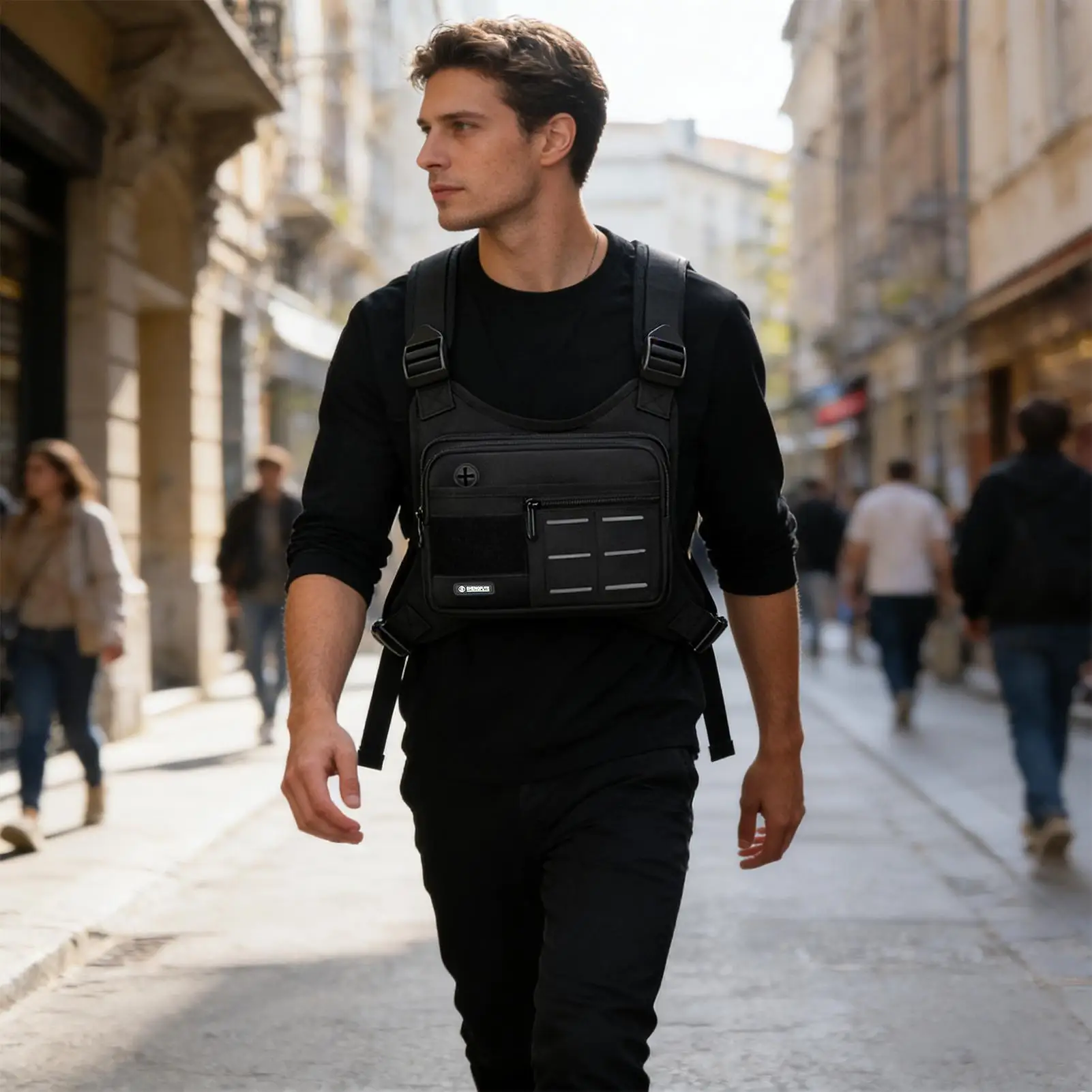 

Нагрудная сумка-жилетка регулируемая, большая, для активного отдыха, для путешествий, бега, походов, спортзала, рыбалки, работы