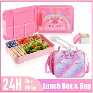 Kotak & Tas Makan Siang Anak-anak Unicorn untuk Kotak Bento 6 Kompartemen Anti Bocor Sekolah dengan Tas Makan Siang Berinsulasi Microwave Safe Pink Baru 2024 8 kotak makan siang merah muda penjualan terbaik - №