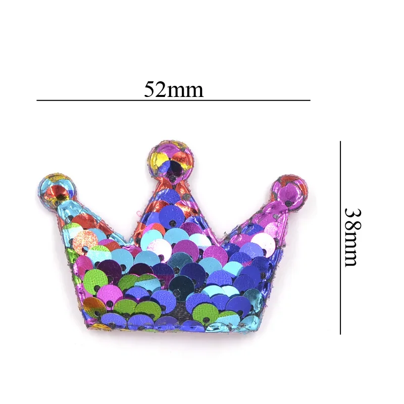 16Pcs Slap-up Glitter Sequins Padded Patches Crown Appliques for DIY Crafts Clothes Sewing Supplies Scrapbooking Accessories