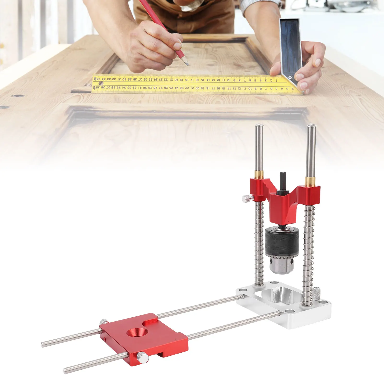

Portable Drill Jig Portable Drillling Aluminium Alloy Adjustable Multi Angle Drill Attachment for Woodworking