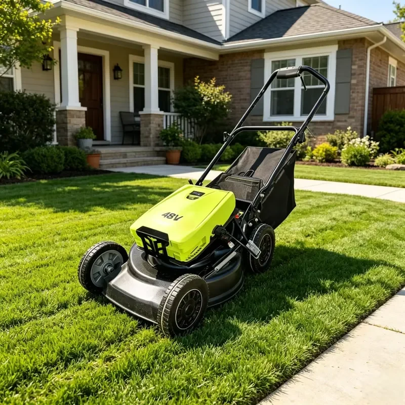 Removable Battery Cordless Lithium Battery Electric Lawn Mower Hand Push Grass Cutter Grass Bag High Productivity Commercial
