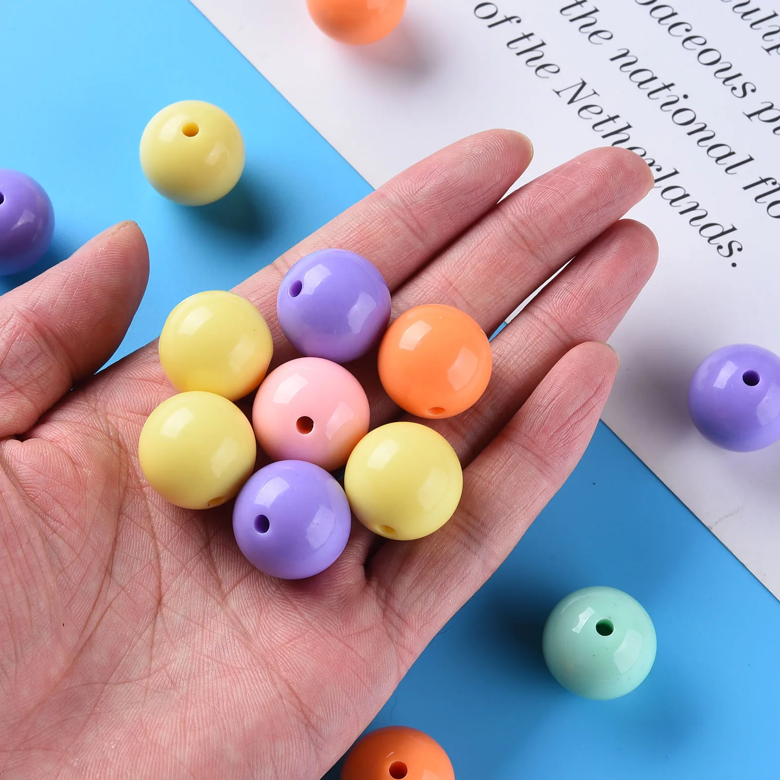 500g 20mm Round Opaque Acrylic Loose Charm Beads for Bracelet Necklace Jewelry Making DIY Crafts Findings