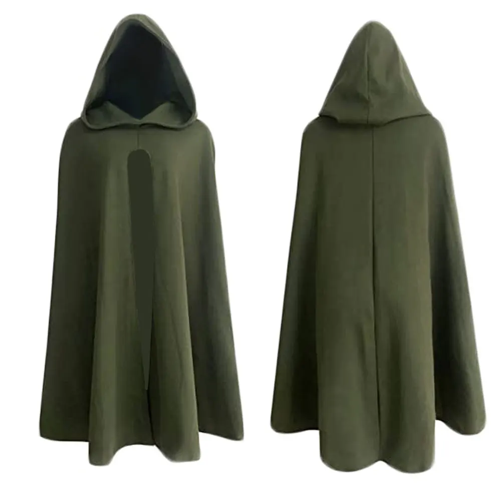 Men\'s Ancient Hooded Cloak Adult Medieval Hunter Archer Cape  Wizard Celtics Warrior Coat Cosplay Clothing Stage Drama Costume