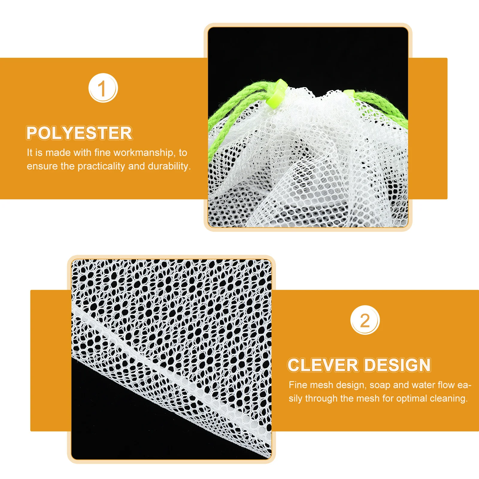 

3Pcs Foldable Travel Laundry Bags Drawstring Mesh Wash Bags for Underwear Socks Delicate Clothes Sorting Storage