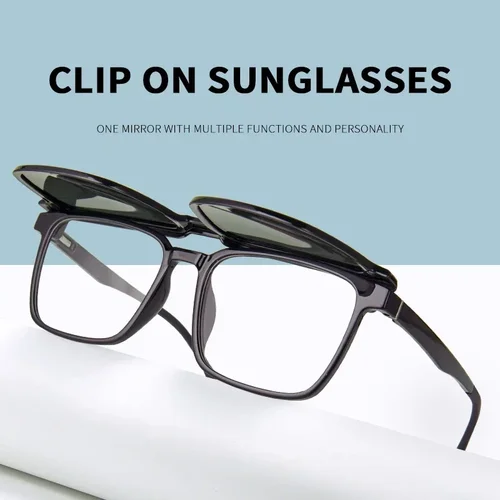 Imagen 2 del producto VICKY gradiente hombres abatible hacia arriba Clip en hombres conducción polarizada gafas ópticas de gran tamaño para miopía gafas magnéticas para mujeres TJ2191