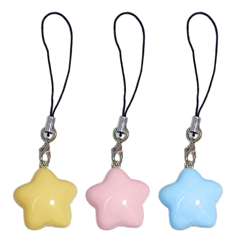 Mobile Pendant Chain with Dopamine Fat Star Charm, Plastic/Resin Keychain Strap Anti-lost Phone Lanyard Rope for Girls