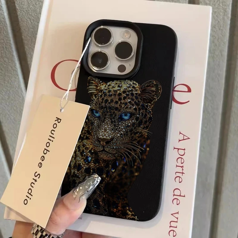 Diamant-Leopardenmuster-Hüllen für iPhone 17 14 15 16 Pro Max Plus, iPhone 11 12 13 14 15 7 8 XS XR Luxus-Silikon-Schutzhülle – Detail 5