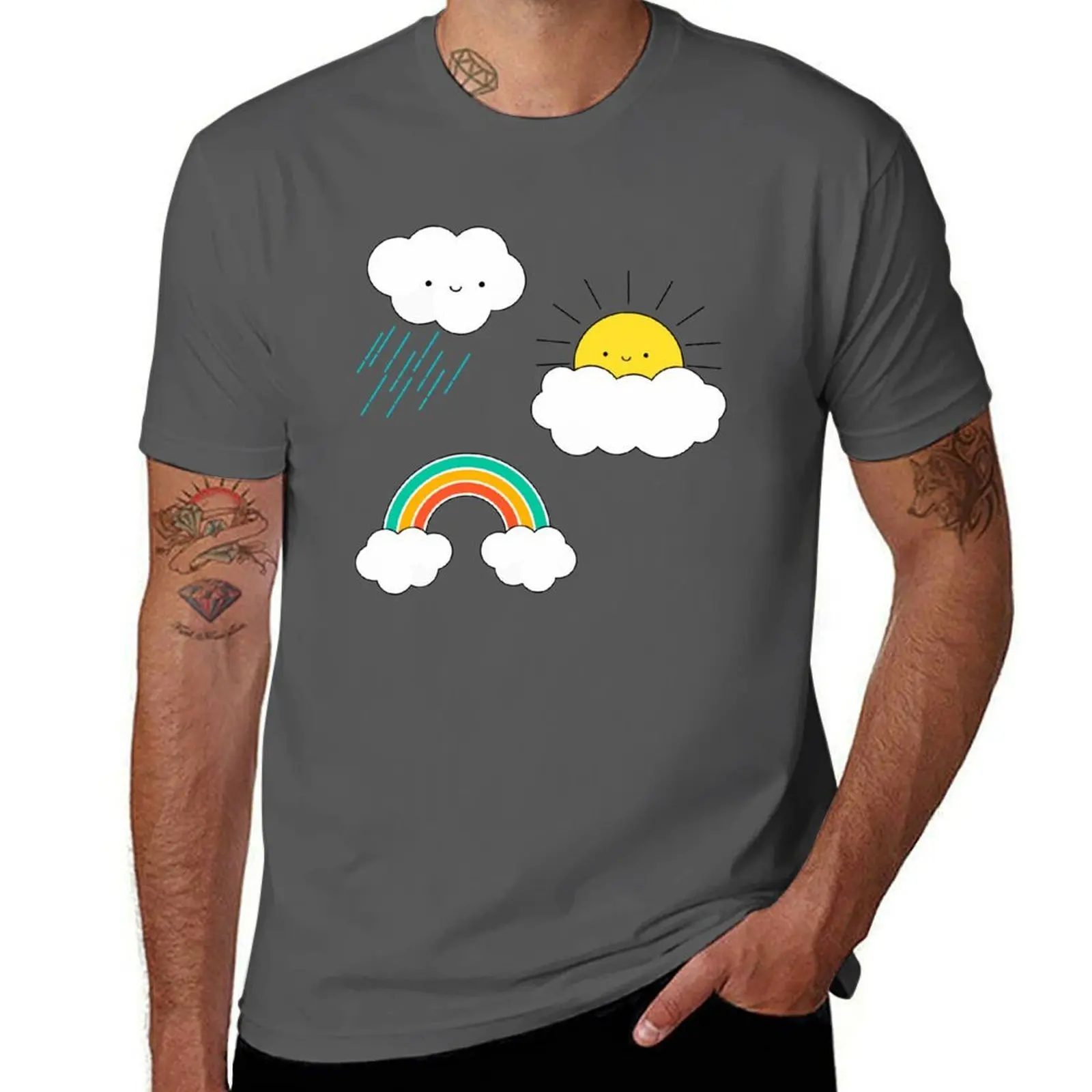 

Weather pack sun rainbow cloud rain T-Shirt Outdoor Sports Lightweight Tee
