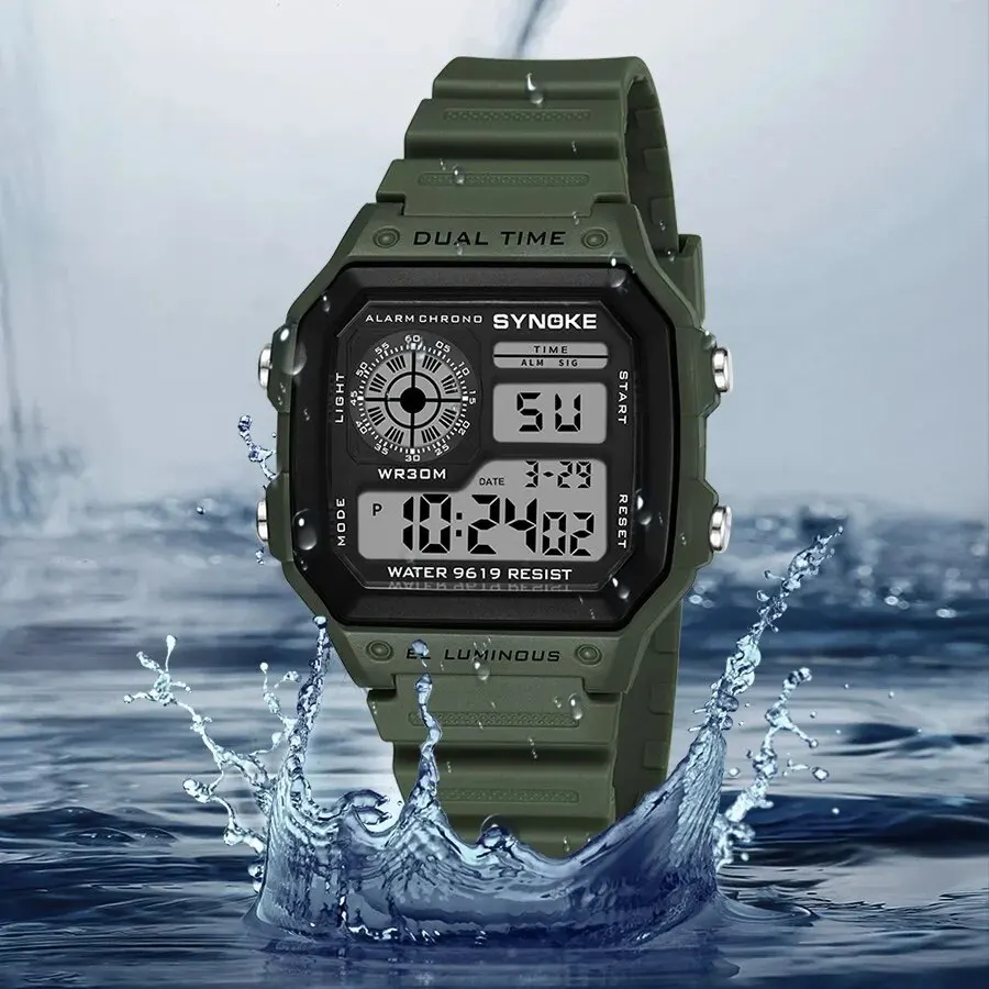 SYNOKE Digital Watches Men Sports Luminous Multifunction Waterproof Chrono Wristwatch Outdoor and Running Student Seven Light