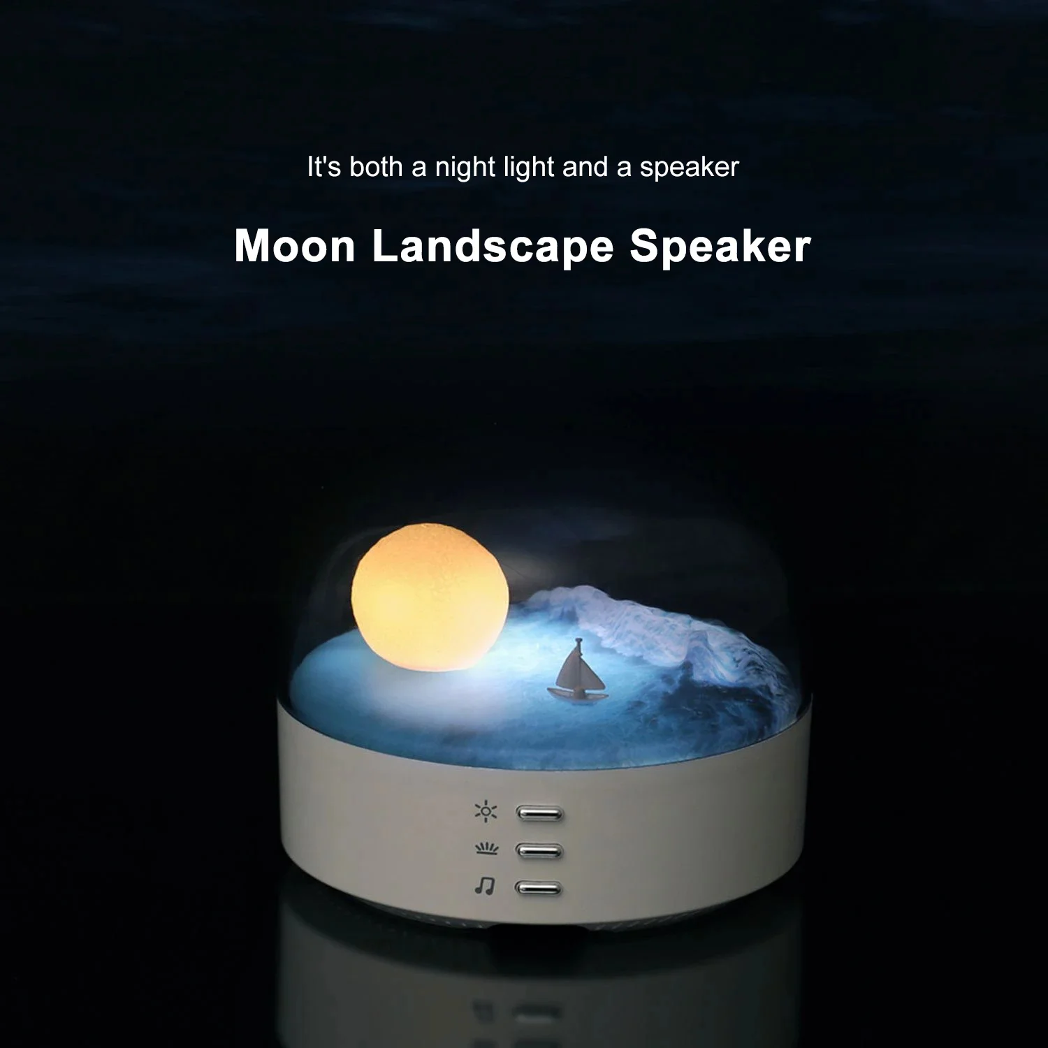 LED Atmosphere Night Light Speaker Bluetooth Rechargeable Dimming Wave Table Lamp Kid Christmas Birthday Gift Bedroom Decor