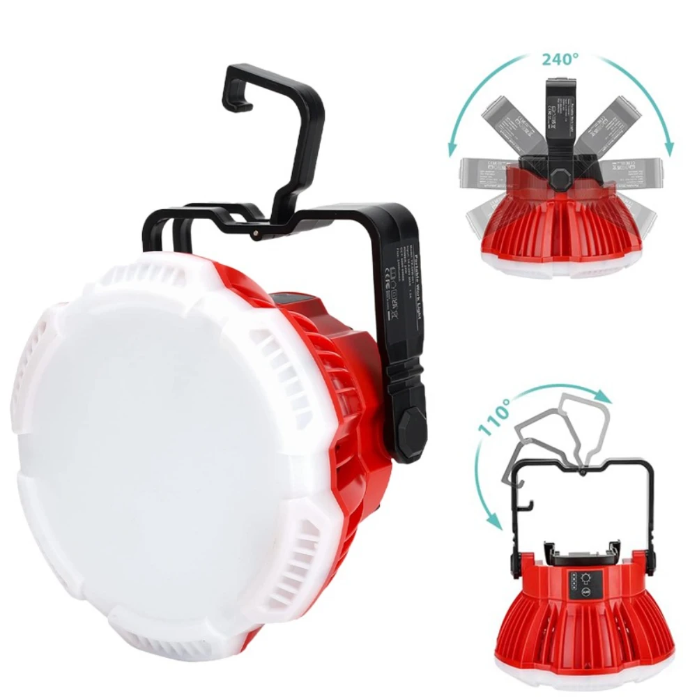 

LED Camping Light Portable Outdoor Flashlight for Milwaukee 18V Battery Rechargeable Work Light for Tent and Workplace Lighting
